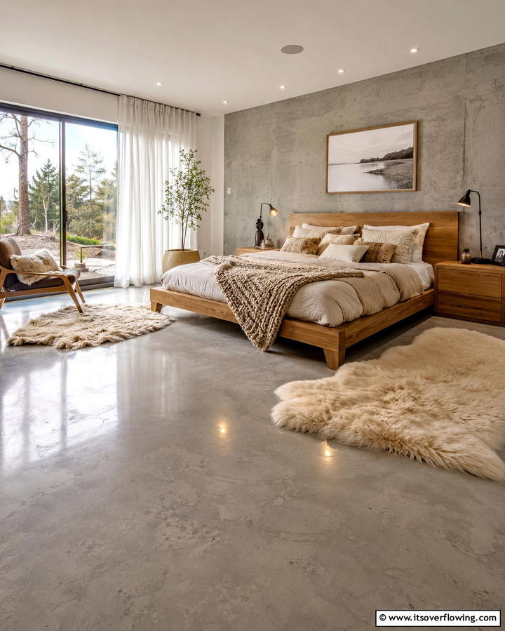Concrete Floors with Underfloor Heating - 25 Concrete Floor Bedroom Ideas for an Industrial Vibe