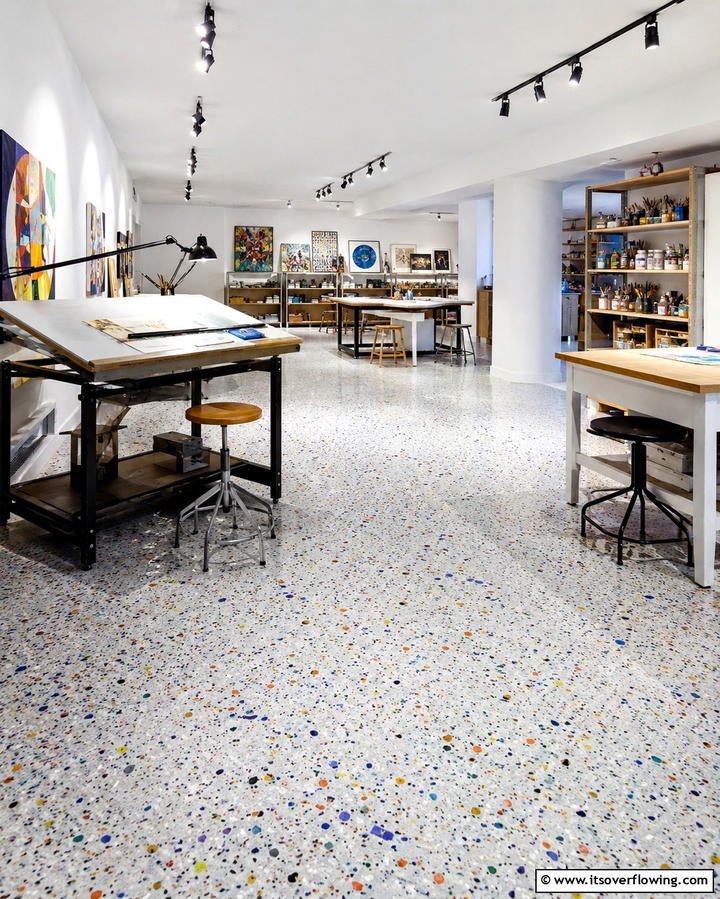 Concrete Floors with a Speckled Effect - 25 Concrete Basement Floor Ideas for a Modern Look