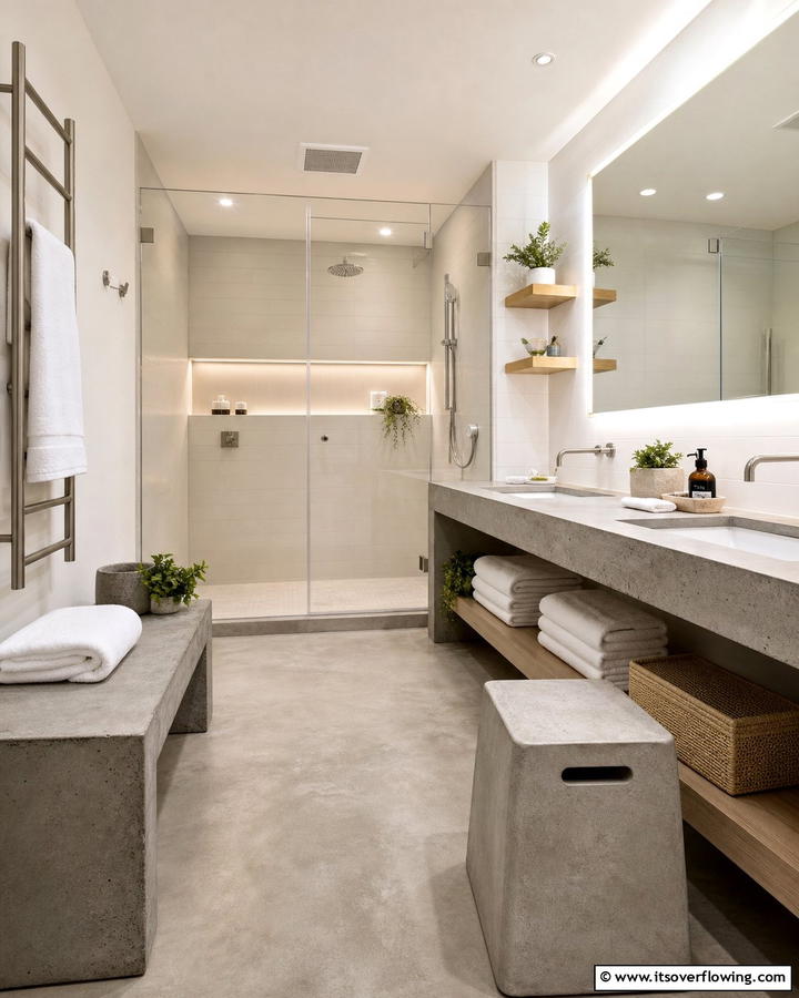 Concrete Furniture for a Cohesive Look - 20 Concrete Bathroom Ideas for a Sleek and Modern Design