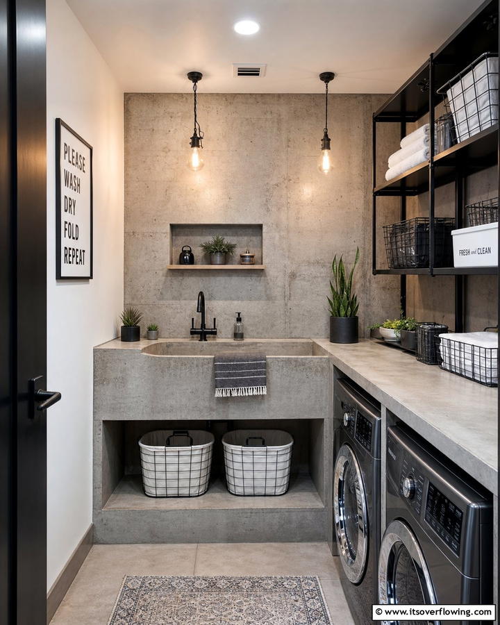 Concrete Laundry Sink - 20 Functional Laundry Room Sink Ideas for Efficiency