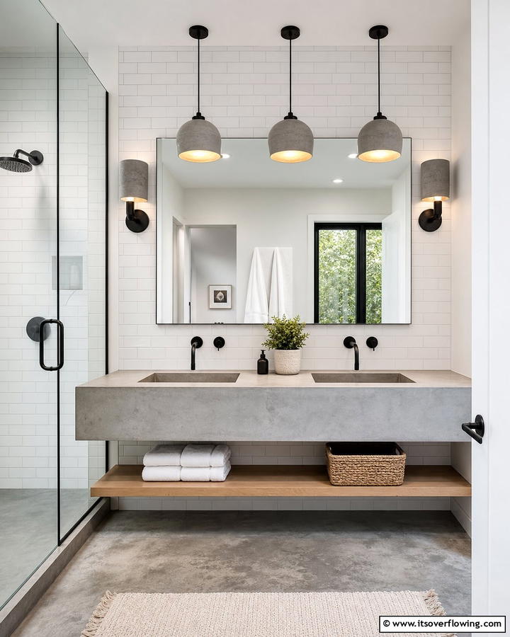 Concrete Lighting Fixtures for a Modern Touch - 20 Concrete Bathroom Ideas for a Sleek and Modern Design