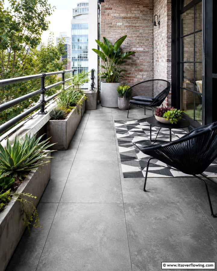 Concrete Look Tiles - 25 Balcony Tiles Ideas for Stylish Outdoor Spaces