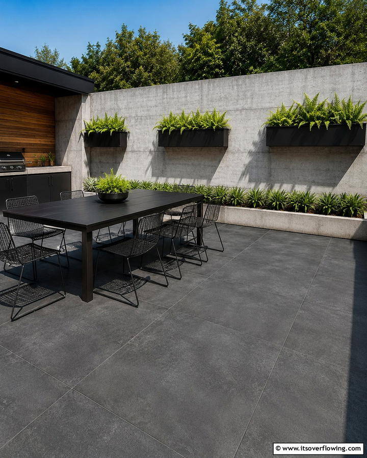 Concrete Look Tiles - 25 Patio Tile Ideas to Upgrade Your Outdoor Flooring