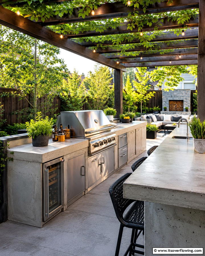 Concrete Outdoor Kitchens - 25 Concrete Garden Ideas for a Modern Outdoor Space