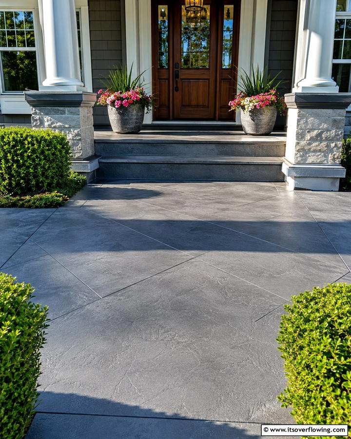 Concrete Overlay Designs - 25 Concrete Porch Ideas for a Stylish and Low-Maintenance Entry