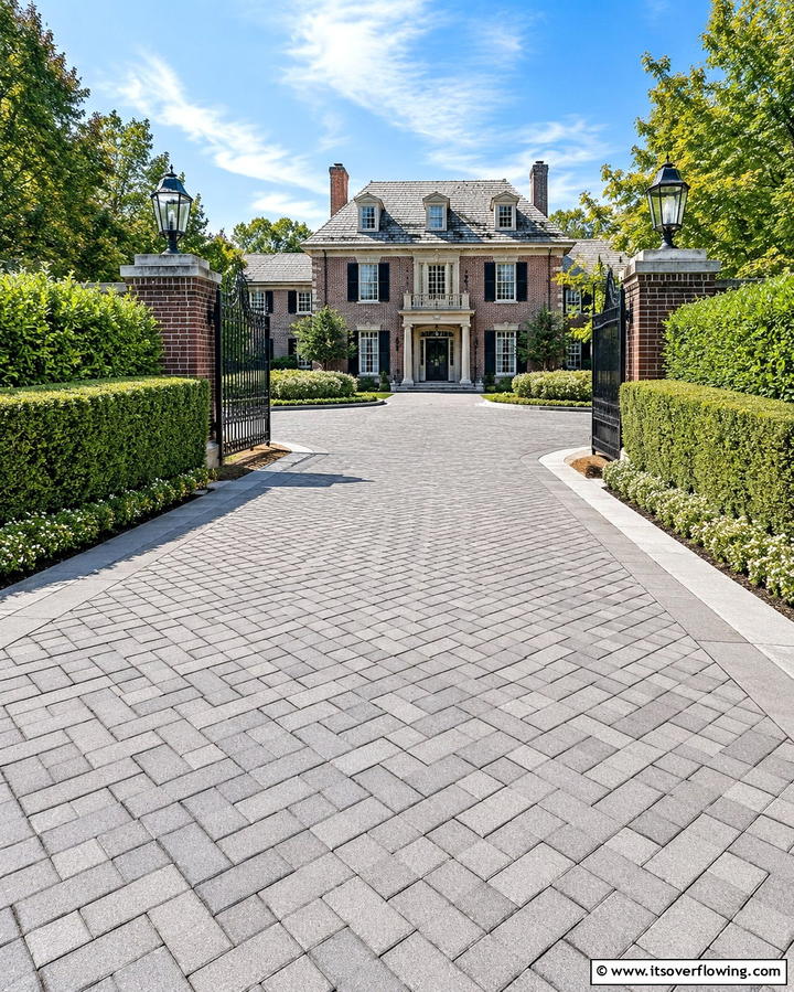 Concrete Paver Driveway - 30 Durable Concrete Driveway Designs to Enhance Curb Appeal