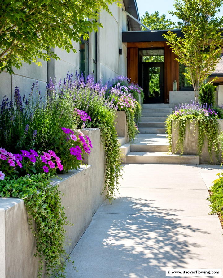 Concrete Planter Integration - 25 Concrete Porch Ideas for a Stylish and Low-Maintenance Entry
