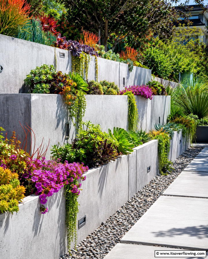 Concrete Planter Walls - 25 Concrete Garden Ideas for a Modern Outdoor Space