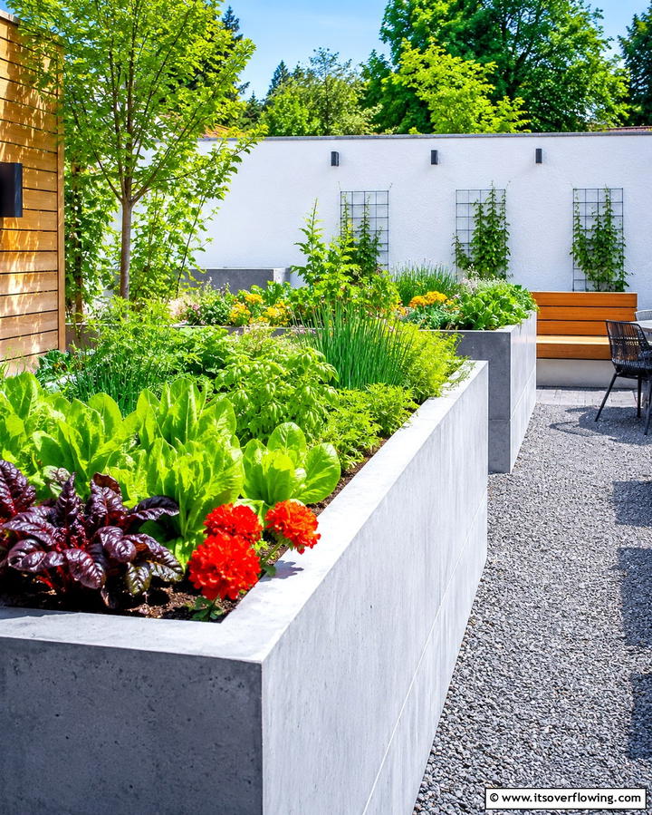 Concrete Raised Beds - 25 Concrete Garden Ideas for a Modern Outdoor Space