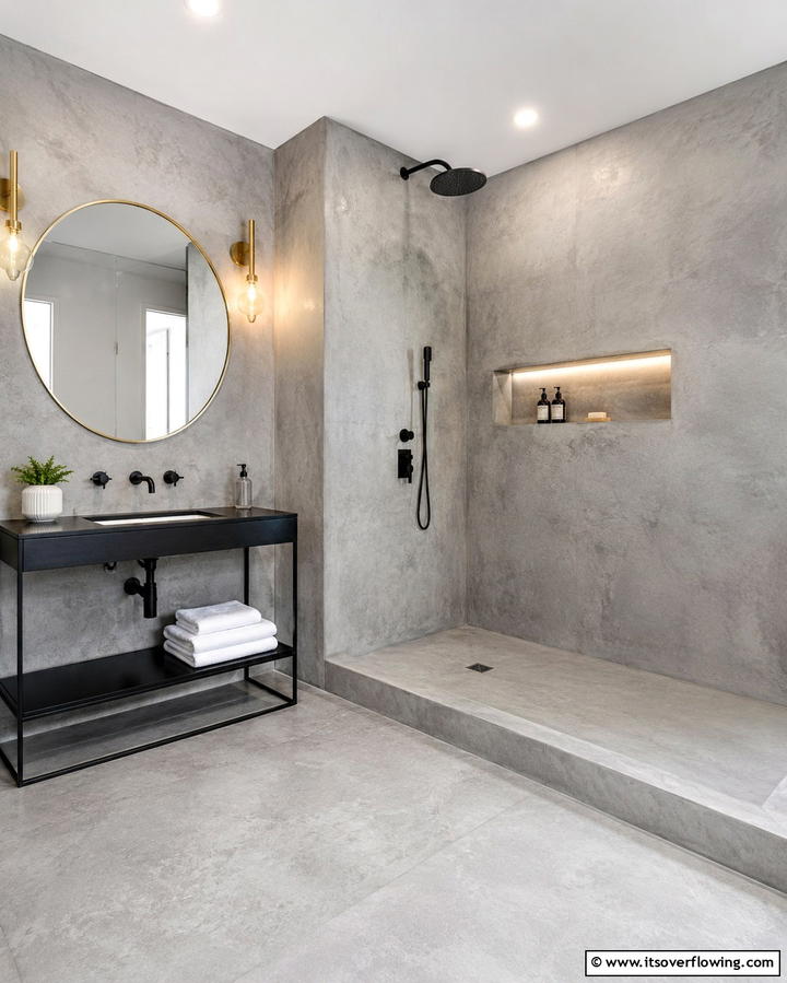 Concrete Shower SurroundsOne - 25 Shower Surround Ideas to Refresh Your Bathroom