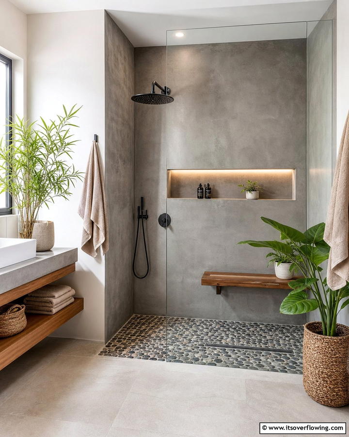 Concrete Shower Walls for a Spa Like Feel - 20 Concrete Bathroom Ideas for a Sleek and Modern Design