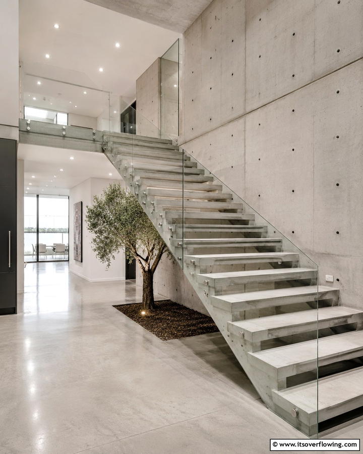 Concrete Staircases - 30 Open Staircase Ideas to Elevate Your Home Organization