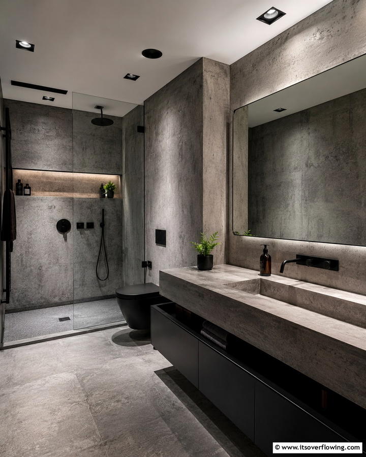 Concrete Surfaces for Urban Appeal - 25 Masculine Bathroom Ideas for a Bold Look