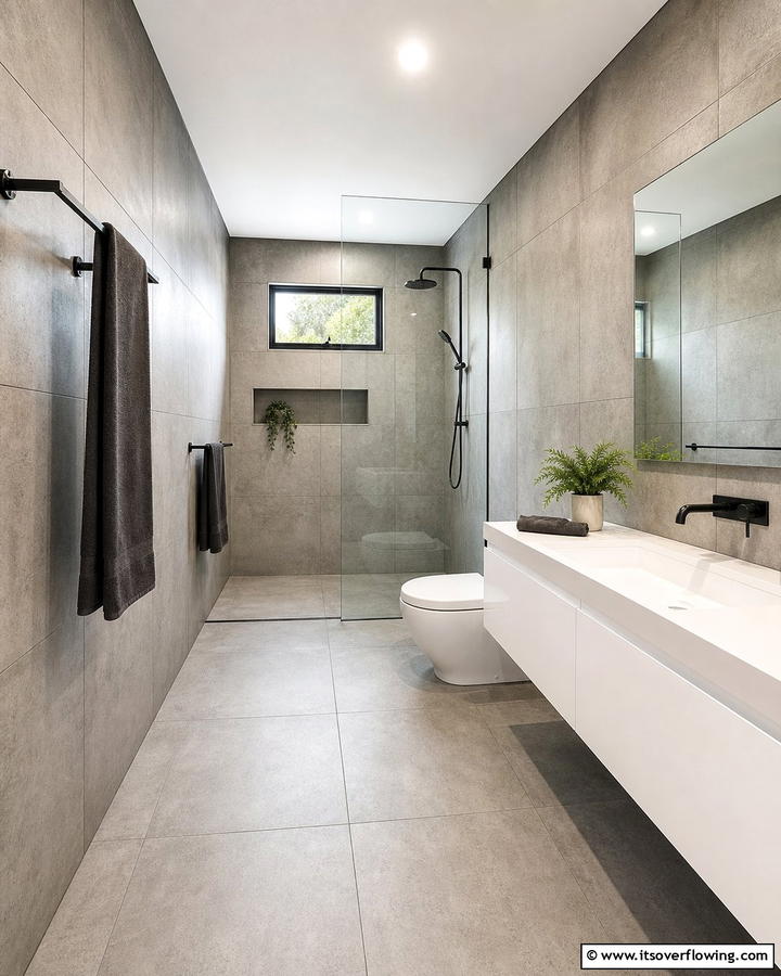 Concrete Tiles for Versatile Design - 20 Concrete Bathroom Ideas for a Sleek and Modern Design