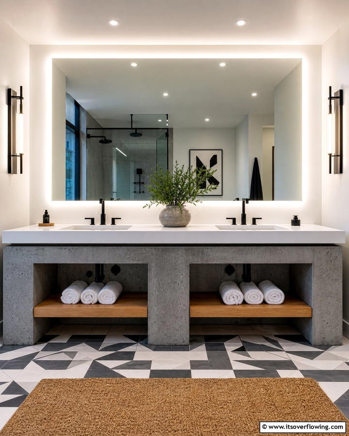 Concrete Vanity Bases for a Bold Statement - 20 Concrete Bathroom Ideas for a Sleek and Modern Design