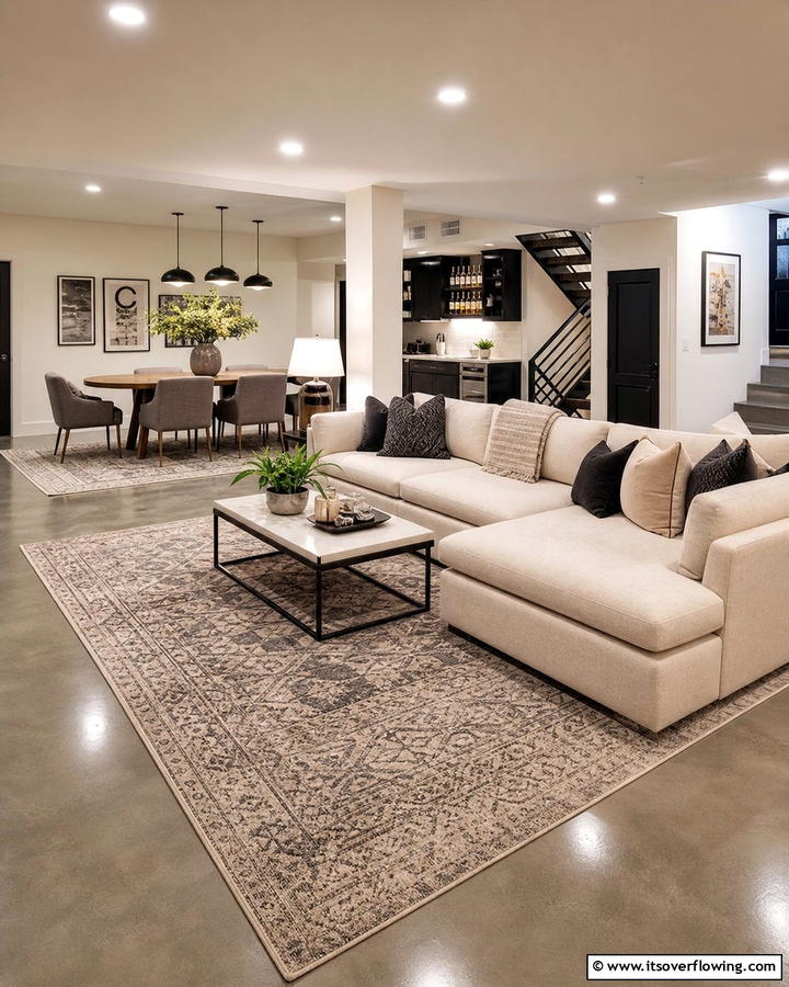 Concrete With Area Rugs - 25 Concrete Basement Floor Ideas for a Modern Look
