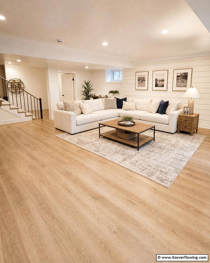 Concrete With Vinyl Planks - 25 Concrete Basement Floor Ideas for a Modern Look
