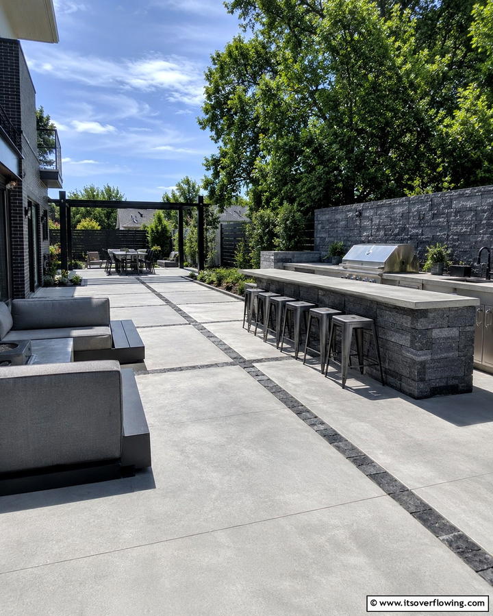 Concrete and Stone Combination - 25 Stone Patio Ideas for Natural Outdoor Beauty