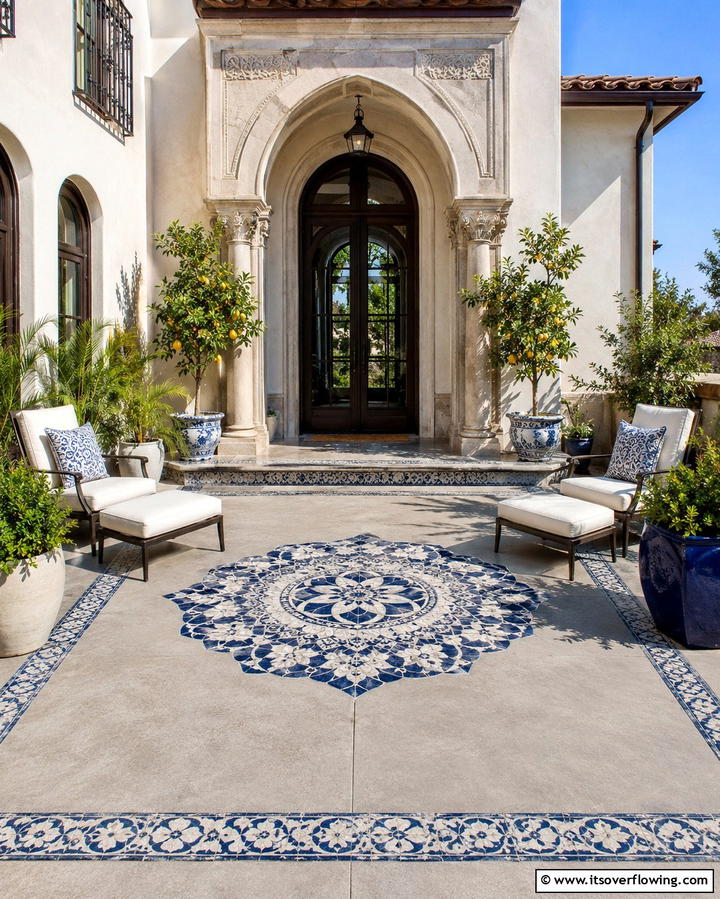 Concrete and Tile Combination - 25 Concrete Porch Ideas for a Stylish and Low-Maintenance Entry