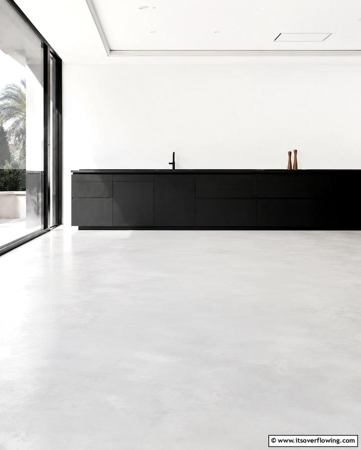Concrete with Bold Color Accents - 30 Industrial Chic Concrete Floor Kitchen Design Concepts