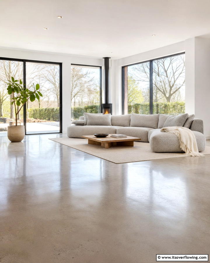 Concrete with In Floor Heating - 25 Concrete Floor Living Room Ideas for a Modern and Chic Look
