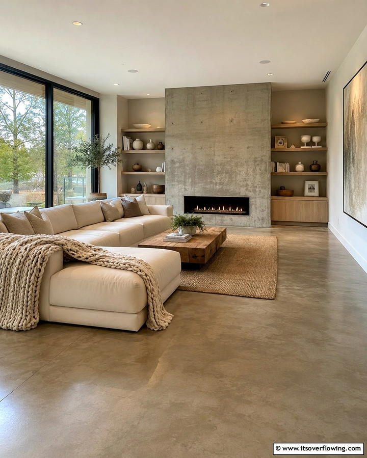 Concrete with Radiant Heating for Warmth - 25 Concrete Floor Living Room Ideas for a Modern and Chic Look