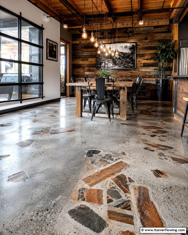 Concrete with Reclaimed Materials - 30 Modern Concrete Floor Ideas for Low-Maintenance Interiors