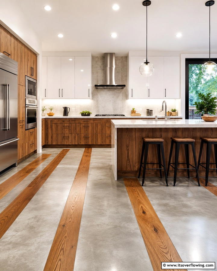 Concrete with Subtle Textured Finishes - 30 Industrial Chic Concrete Floor Kitchen Design Concepts