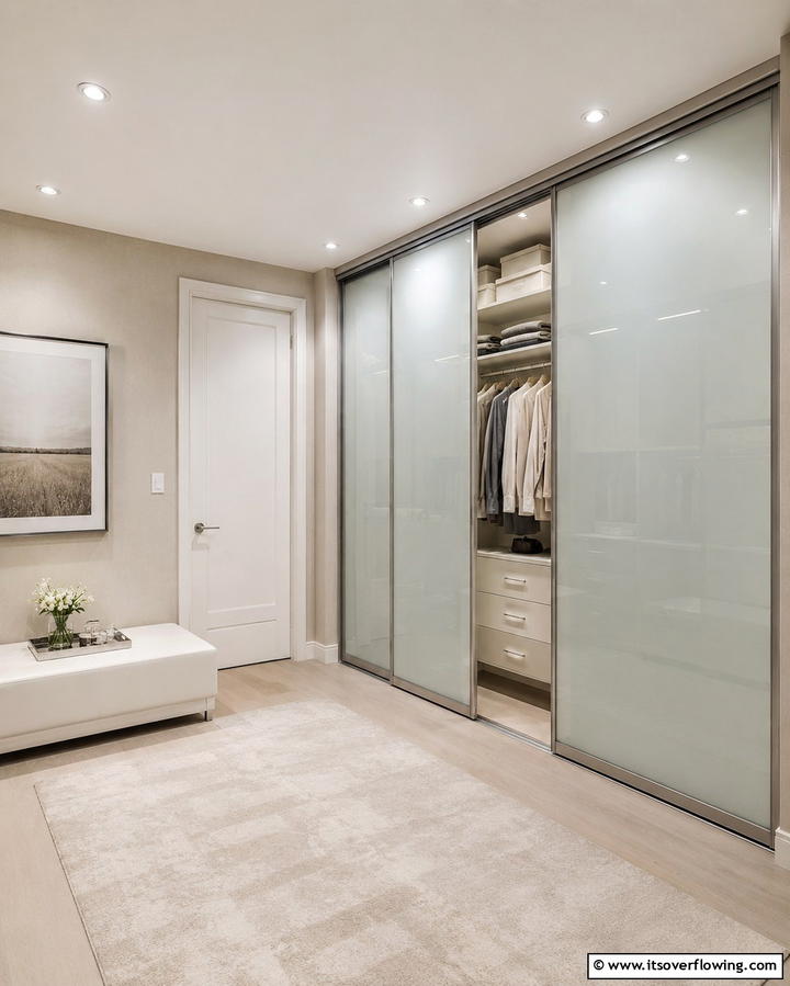 Consider Sliding Doors for Space Saving - 25 Small Dressing Room Ideas to Organize Your Wardrobe
