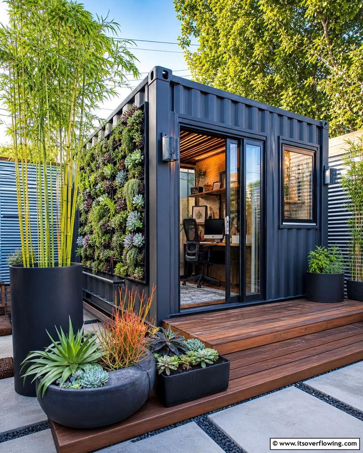 Container Office Conversion - 20 Garden Office Ideas for a Productive Outdoor Workspace