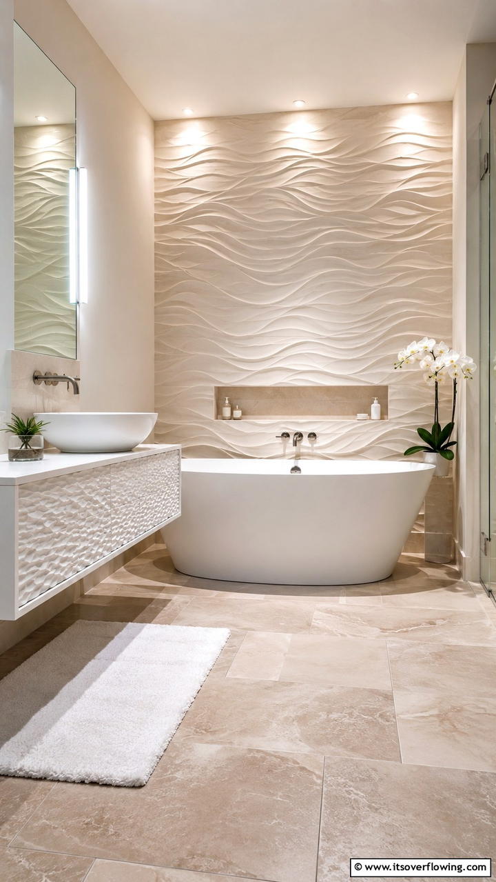 Contemporary 3D Tiles - 30 Bathroom Tile Ideas to Refresh Your Space with Style