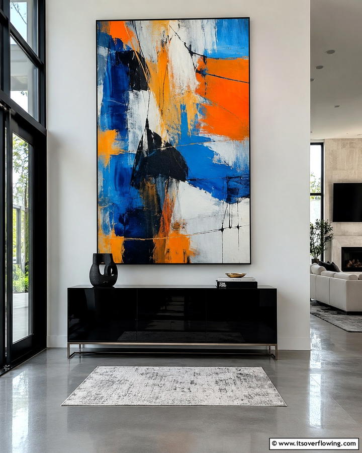 Contemporary Abstract Art - 30 Entryway Wall Ideas for First Impressions and Functional Storage