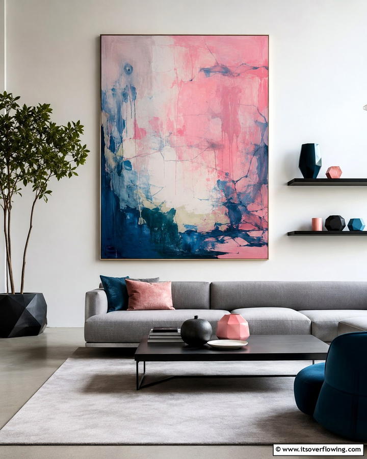 Contemporary Art Focus - 25 Pink and Blue Living Room Ideas for a Vibrant Space
