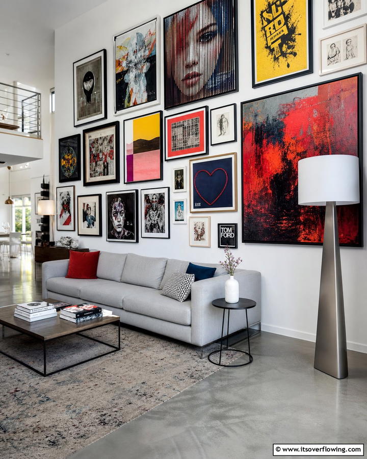 Contemporary Art Gallery Wall - 30 Inspiring Home Decor Ideas to Refresh Your Living Space