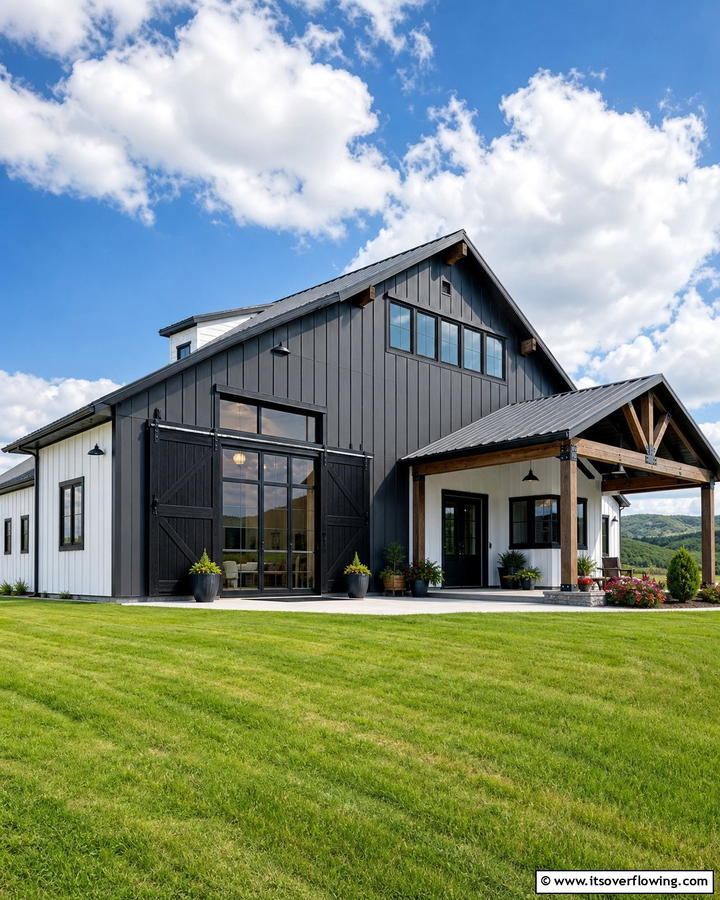 Contemporary Barn Features - 21 Modern Farmhouse Exterior Ideas to Boost Curb Appeal