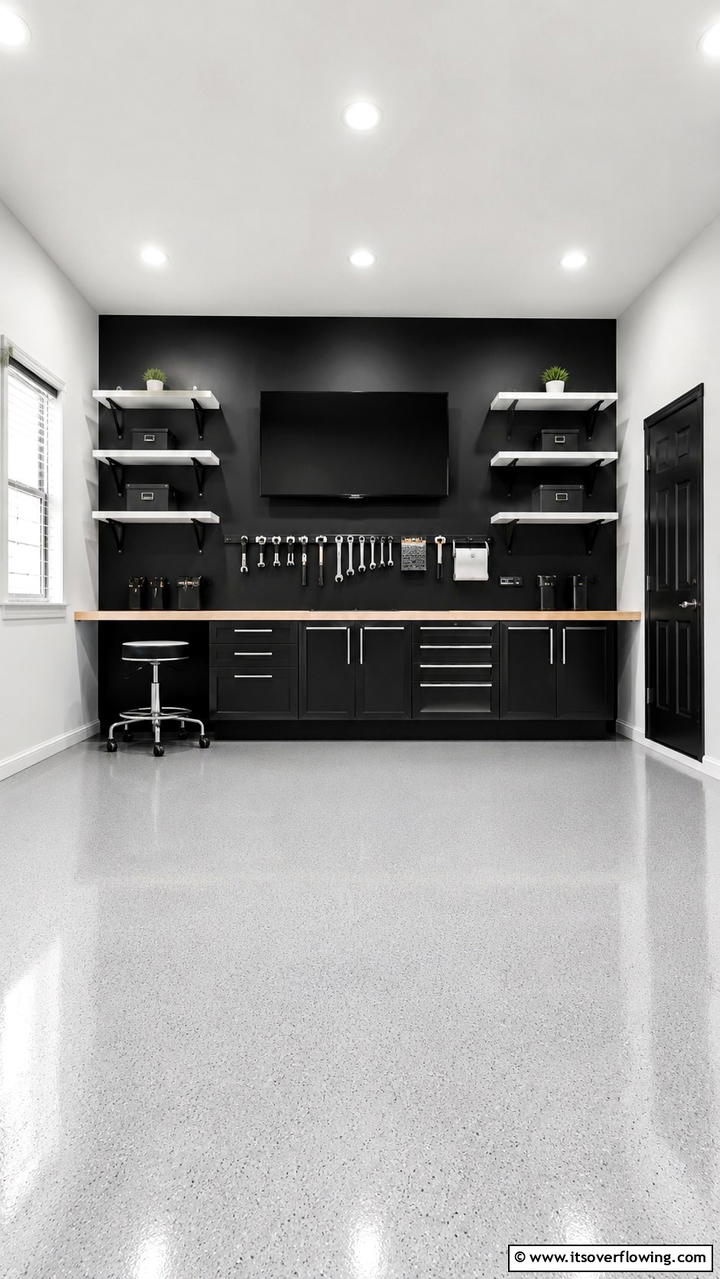 Contemporary Black Accent - 30 Creative Garage Wall Paint Ideas for a Fresh Look