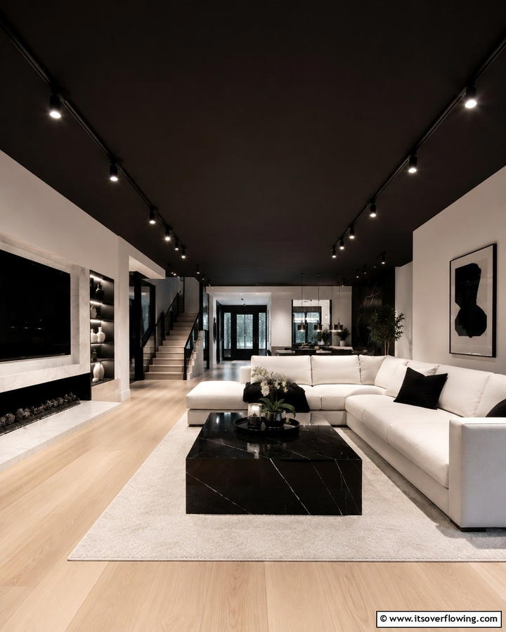 Contemporary Black Ceiling - 30 Creative Ceiling Paint Ideas to Transform Any Room’s Ambiance