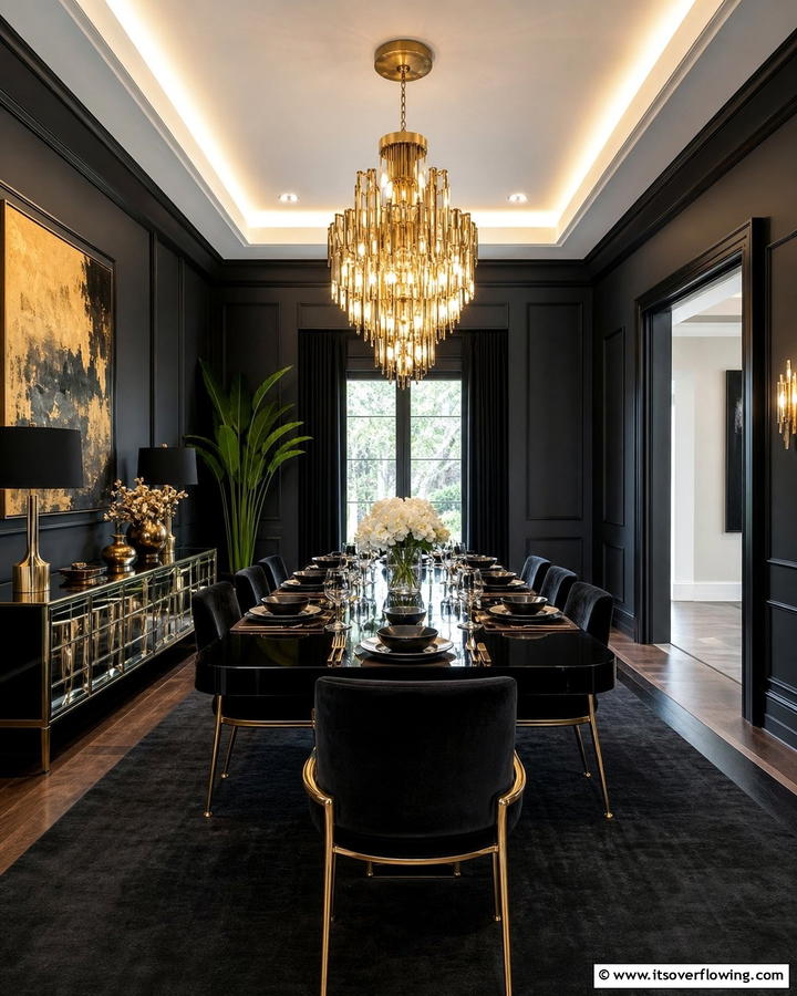 Contemporary Black Dining Room - 21 Bold Black Room Ideas for Dramatic Interior Statements