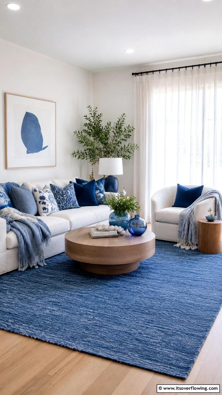 Contemporary Blue Textiles - 30 Blue and White Decor Ideas for a Fresh and Serene Home Style