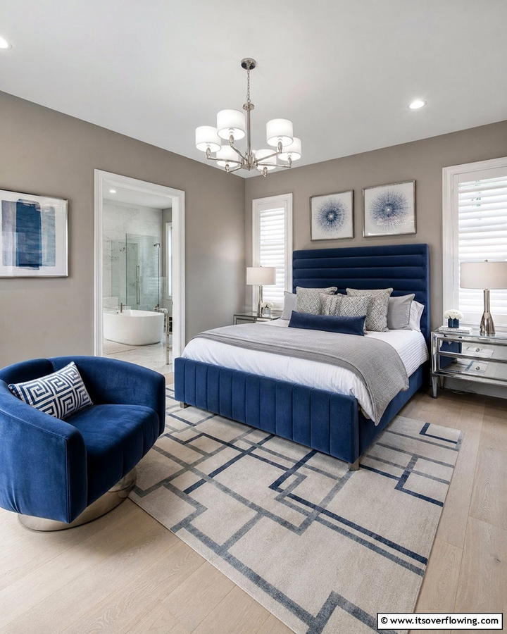 Contemporary Blue Upholstery - 21 Serene Blue Bedroom Ideas for Calming Atmospheres