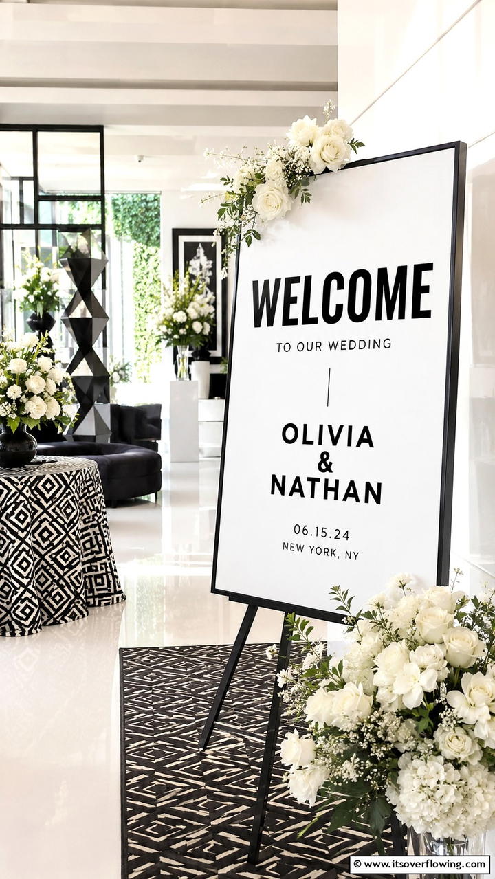 Contemporary Bold Typography - 21 Wedding Welcome Sign Ideas to Greet Guests in Style