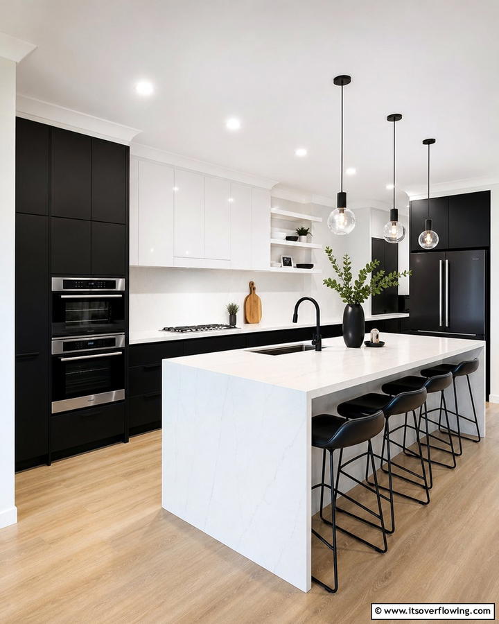 Contemporary Cabinetry Choices - 21 Striking Black & White Kitchen Ideas for Bold Spaces