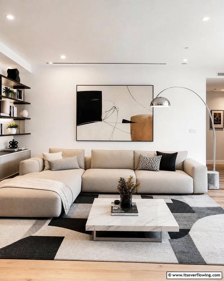 Contemporary Chic - 30 Beige Couch Living Room Ideas for Neutral Elegance