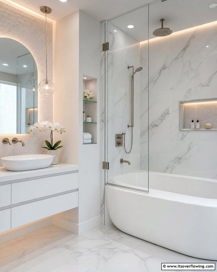 Contemporary Chic Combo - 30 Tub-Shower Combo Ideas for Space-Efficient Bathrooms