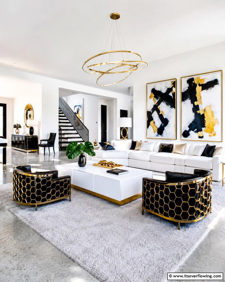 Contemporary Chic Decor - 30 Glam Living Room Ideas for Luxurious Comfort