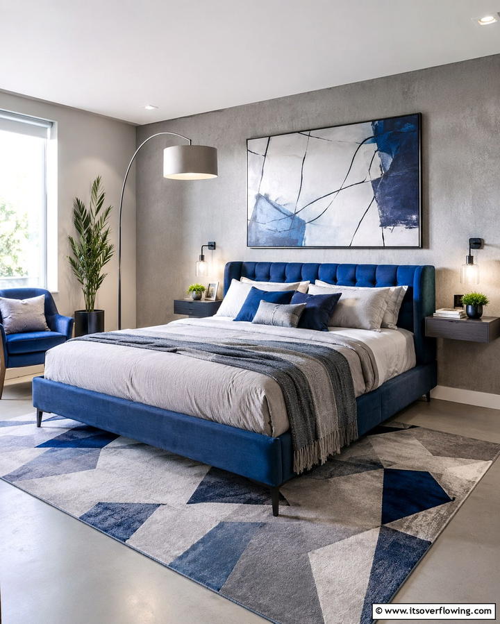 Contemporary Chill Zone - 30 Calming Blue and Grey Bedroom Ideas for Relaxing Retreats