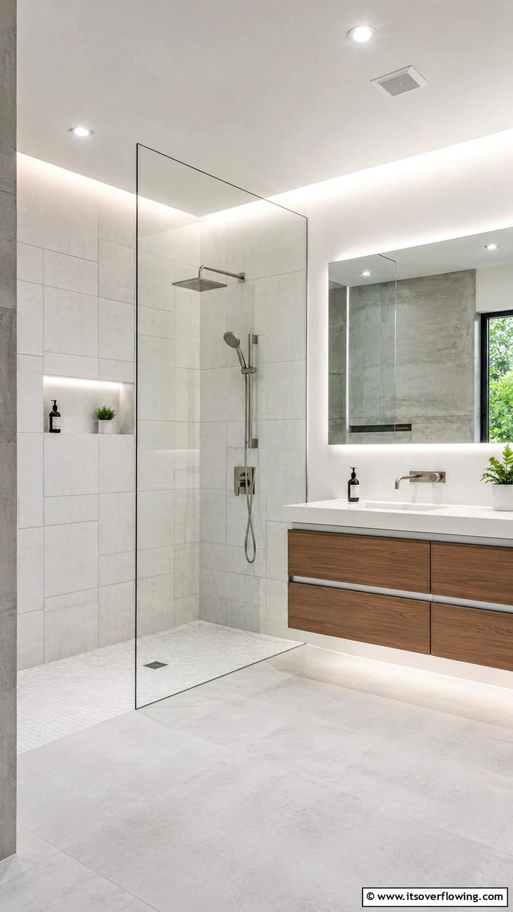 Contemporary Clear Vision - 30 Doorless Walk-In Shower Ideas for Modern Bathrooms