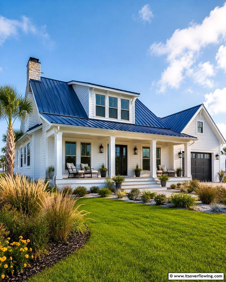Contemporary Coastal Charm - 25 Houses With Blue Metal Roofs for Curb Appeal
