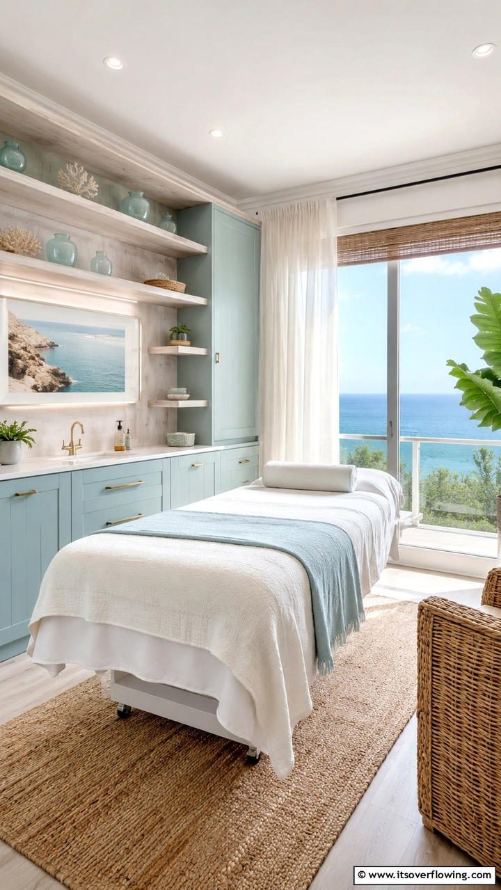 Contemporary Coastal Facials - 30 Facial Room Ideas for At-Home Skincare Sanctuaries