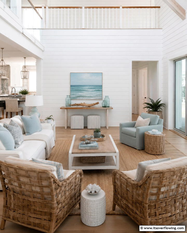 Contemporary Coastal Vibes - 30 Great Room Ideas to Elevate Open-Concept Living
